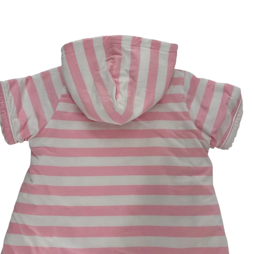 Southern Smocks Classic Kids Size 5 Pink White Stripe Terry Hooded Robe Cover Up